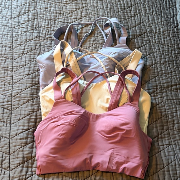 Lululemon Like a Cloud Sports Bras - Pink, White and Purple Ribbed - Picture 1 of 2